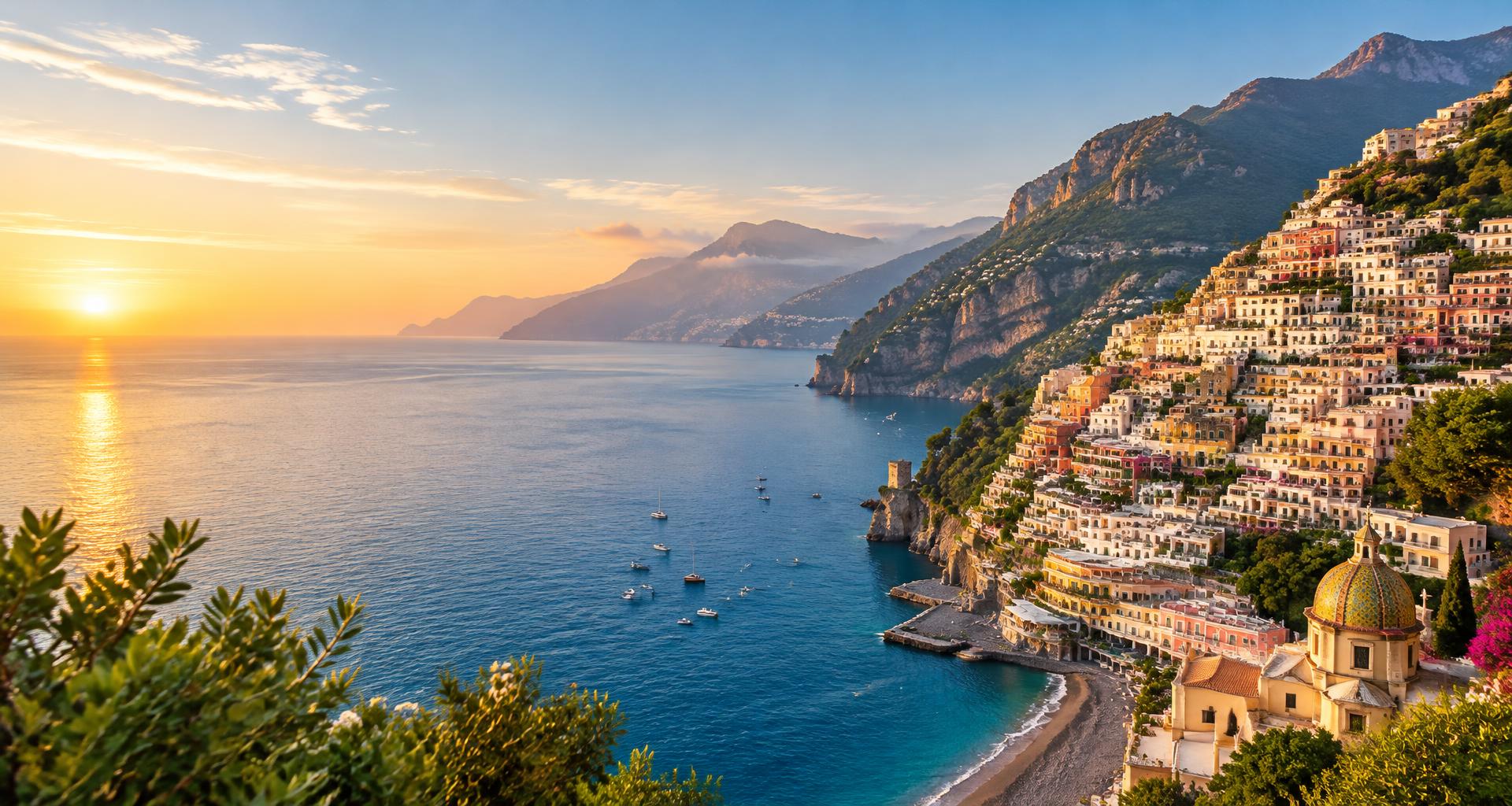 Sunrise over the Mediterranean coast